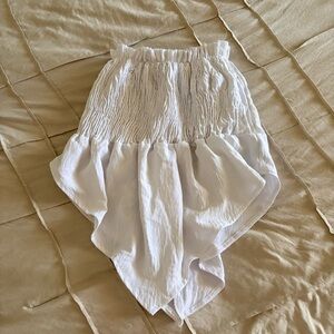 White Ruched Strapless Tube Top